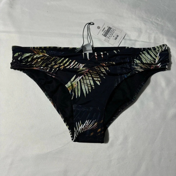 NWT Everyday Sunday Bikini Bottoms High Waited Midnight Multi colour Palm size 8 - Picture 1 of 10